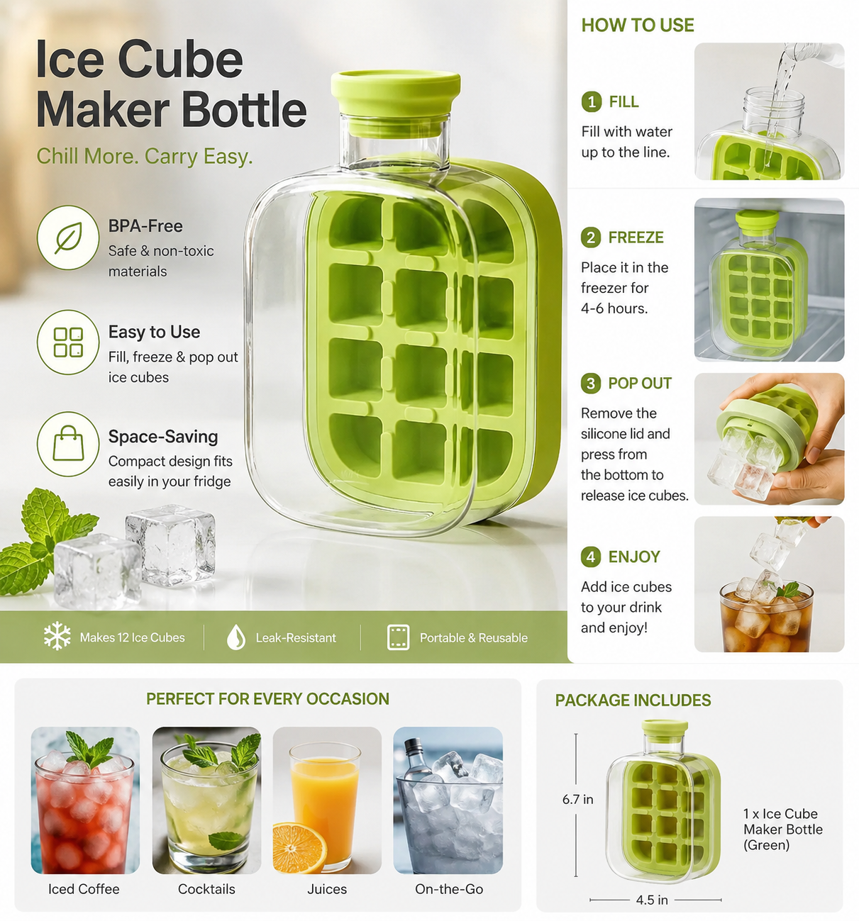 2 in 1 Ice Cube Maker Bottle